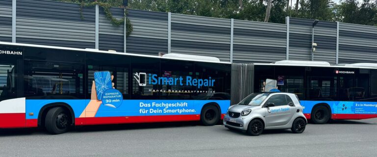 iSmart Repair Servicefahrzeug unterwegs zwischen den drei Hamburger Filialen